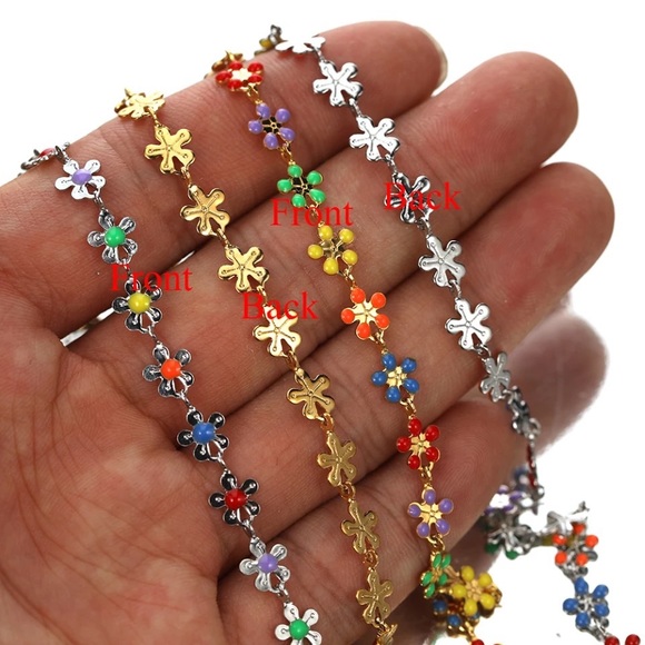 Zara Gold Glazed Multi Color Floral Chain Daisy Dopamine Necklace - Picture 15 of 16